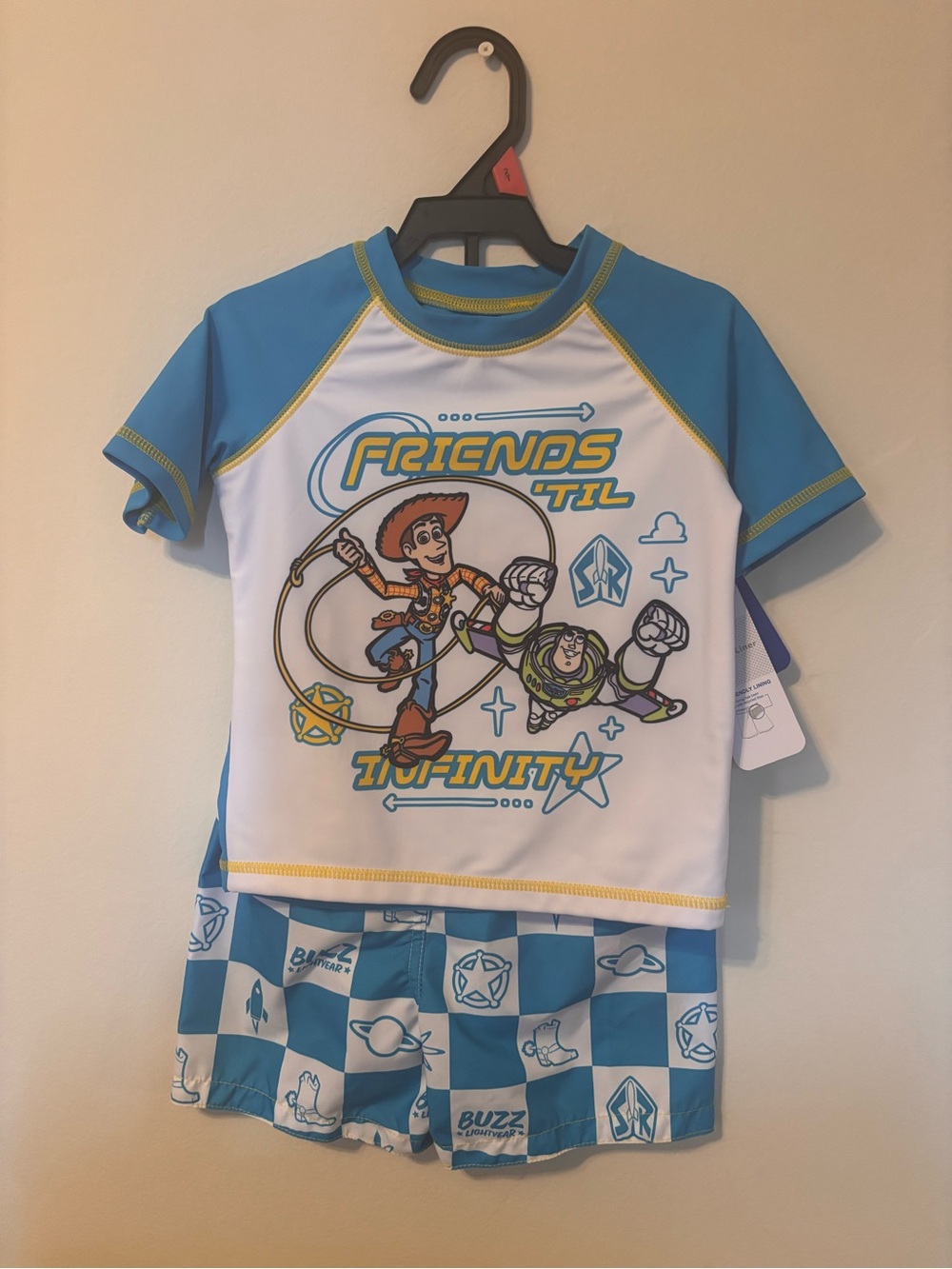 Blue Kids Rash Guard Swim Set with 'Friends Til Infinity' Graphic 2T